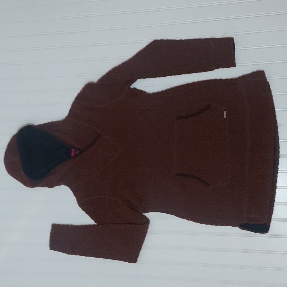 Prana brown textured wool hoodie